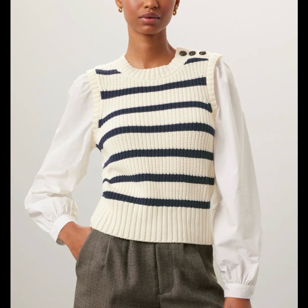 Rails Navy and Cream Striped Sweater Vest
